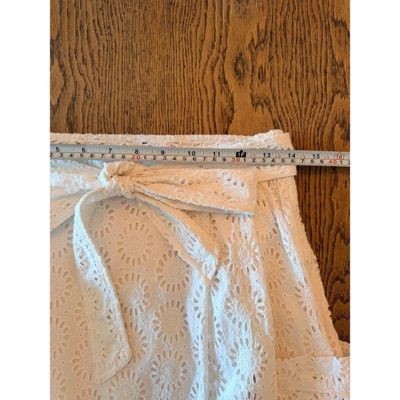 Lilly Pulitzer Pier Midi Skirt 4 White Eyelet Cotton Pockets Belted Resortwear - Picture 10 of 11